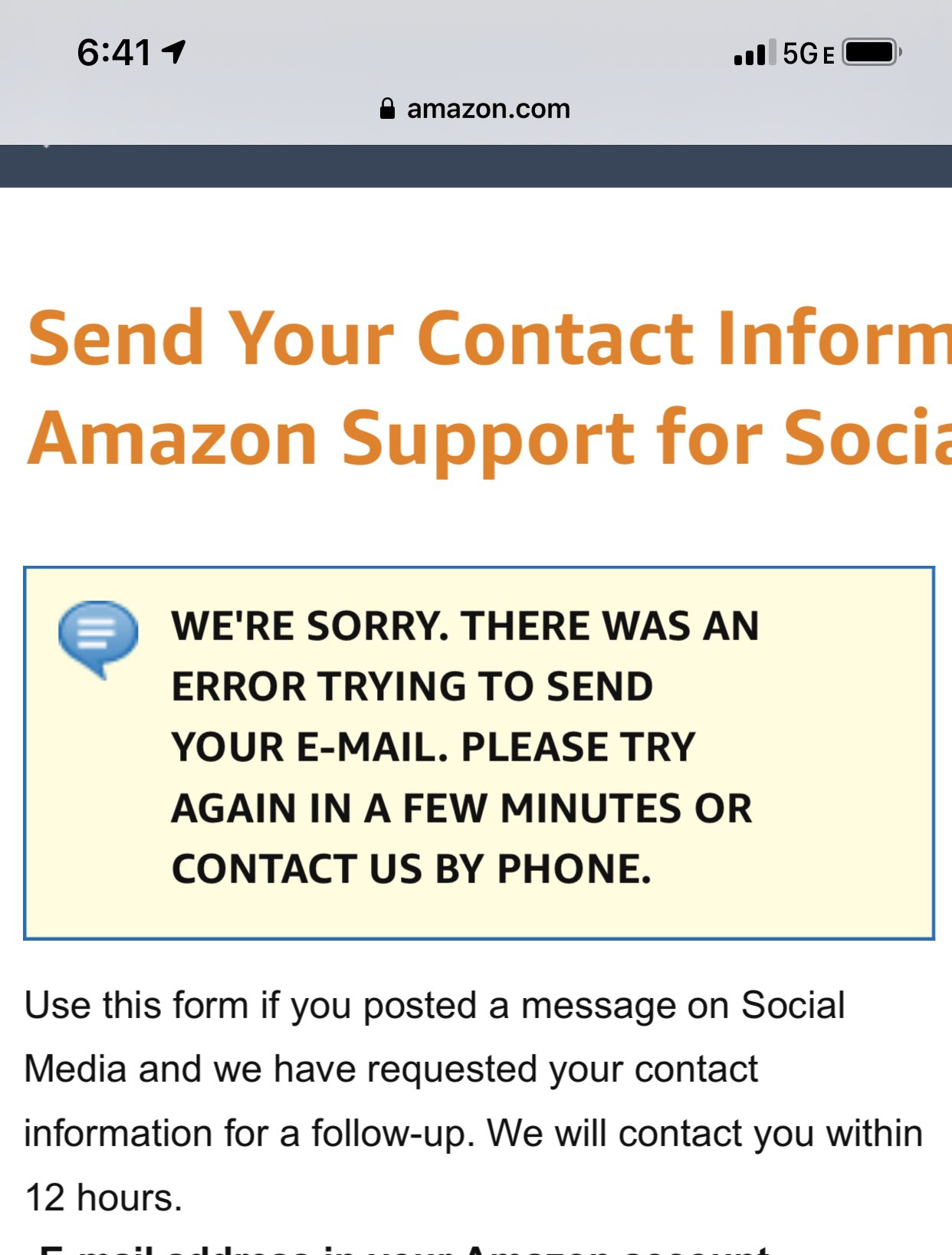 Amazon Support for social media
