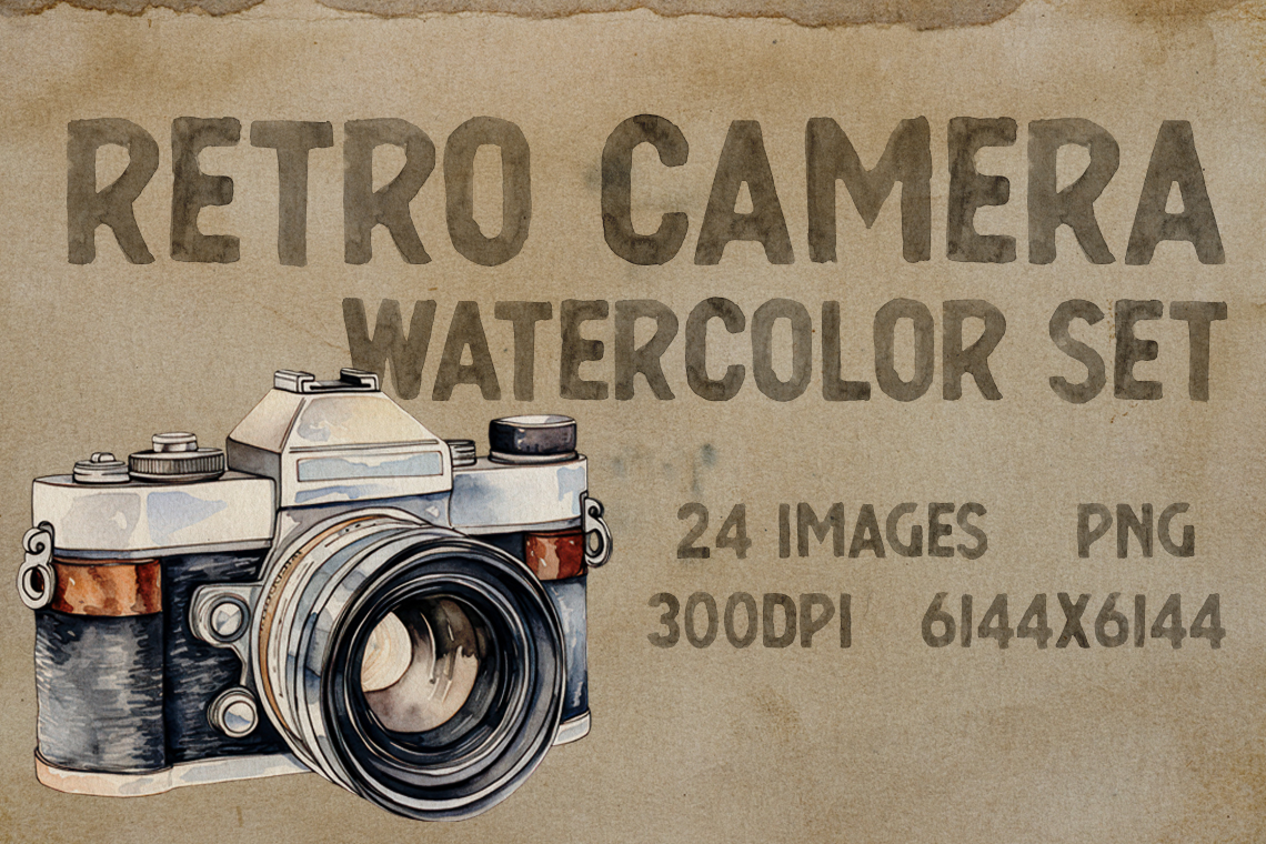 Retro Camera Watercolor Graphic Package